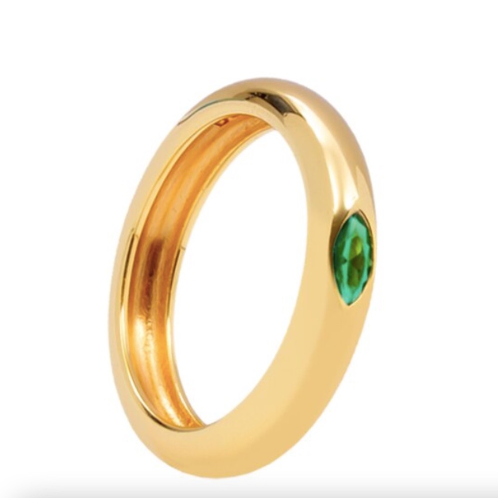24K Gold Plated Emerald Ring - Picture 2 of 5